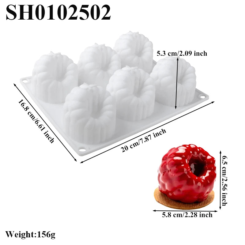 Silikon Kuchenform mit 6 12 oder 24 Himbeerzellen für Desserts