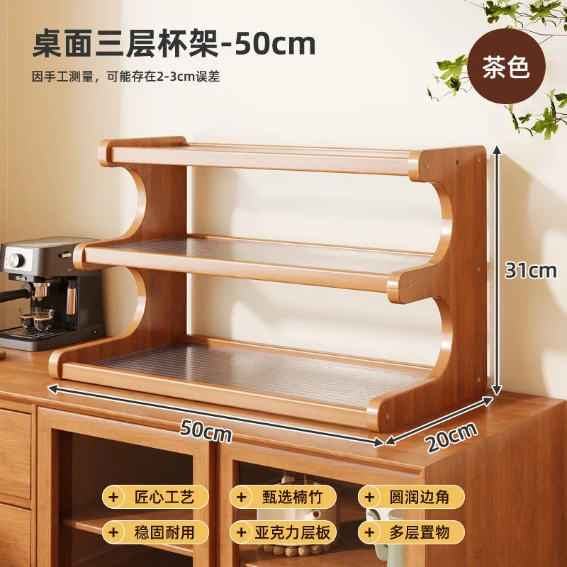 Mehrstufiges Holz Aufbewahrungsregal für Küchenutensilien