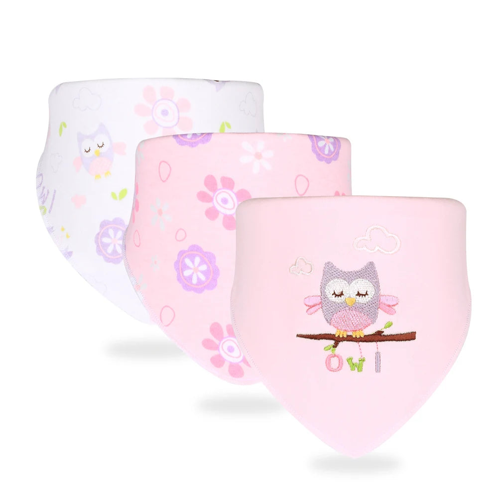 Sanfte Babypflege garantiert: 3er Set Baumwoll Bandana Lätzchen mit Tierprint