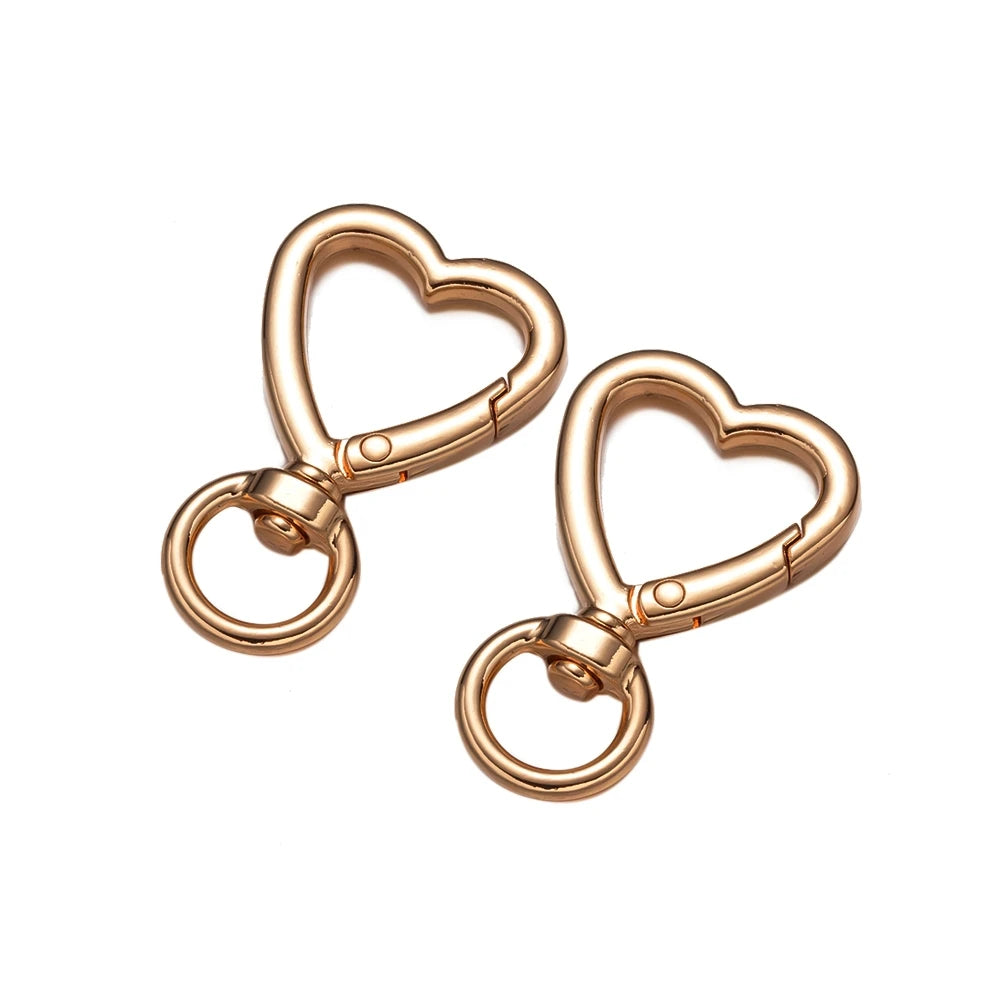 5er Set drehbare Metall-Karabiner mit Herzverschluss für Schmuck DIY