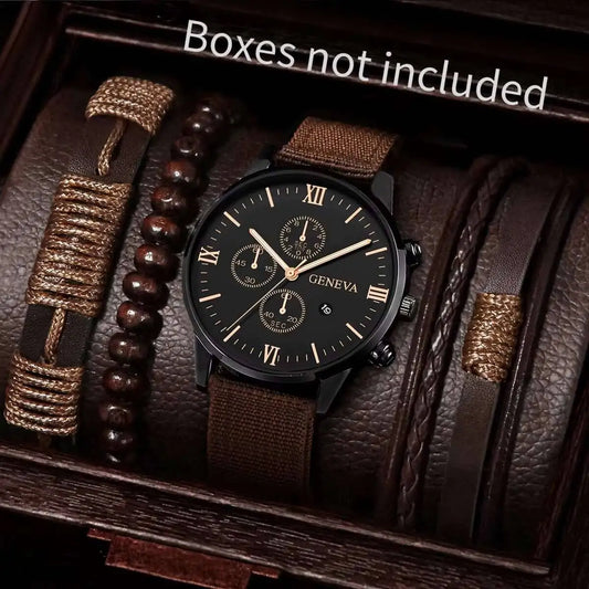 Männer Quarzuhr Set mit Armbändern Casual Mode Accessoire