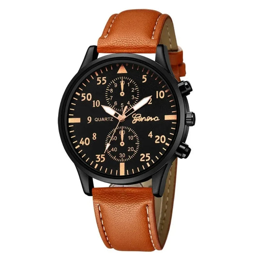 Mechanische Herren Armbanduhr Bronze Tonneau Gehäuse Lederband 3ATM