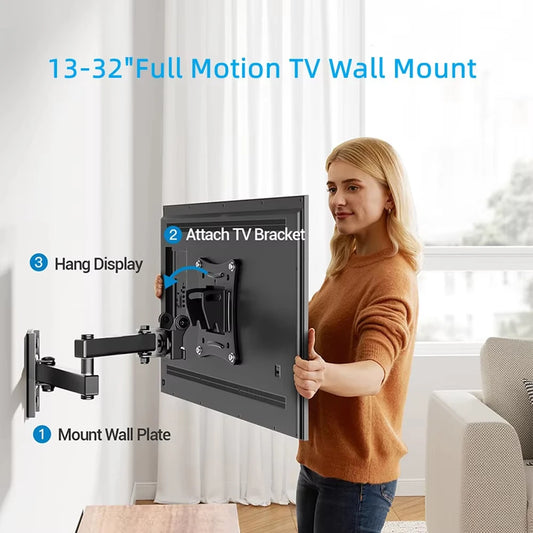 Flexible Full Motion TV Wandhalterung 10-32 drehbar, neigbar, 15kg Belastung