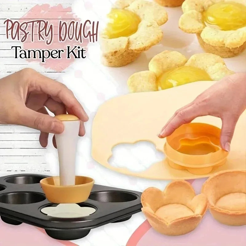 Blumenförmiges Teig-Tamper Set aus Kunststoff für Kuchen - Gebäck