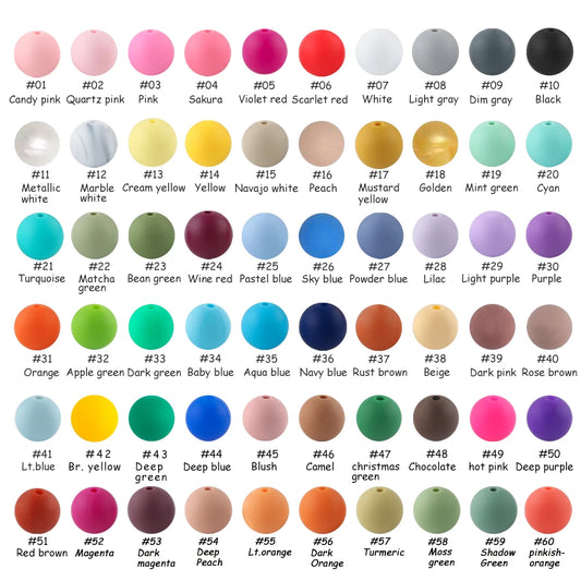 50x Runde Silikonperlen 9 12 15mm für DIY Schmuck & Babyartikel