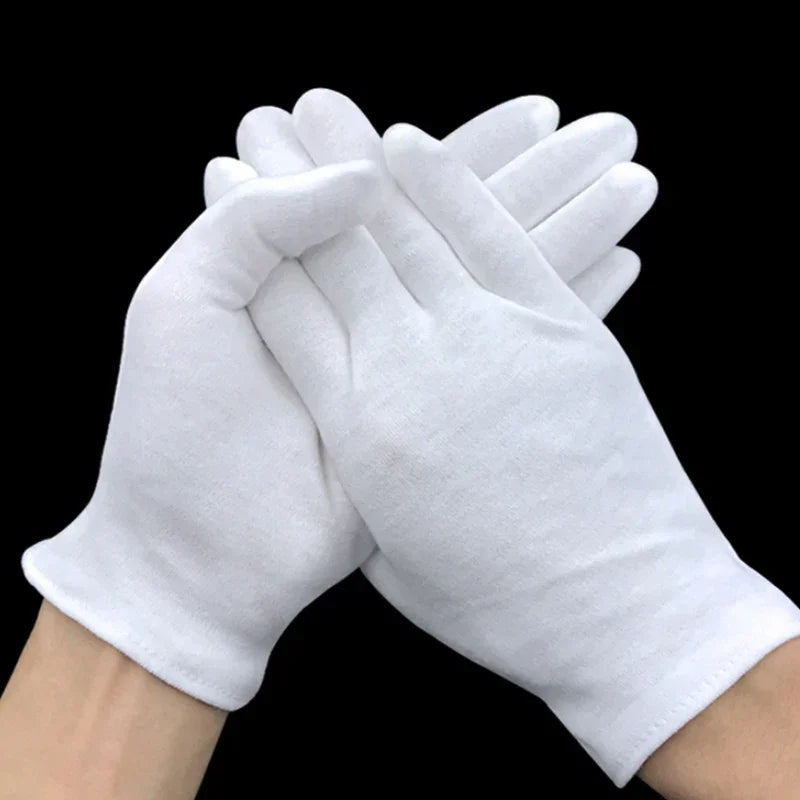 Vielseitige weiße Baumwollhandschuhe, einheitsgroß, weich - hautfreundlich – 1-10 Paar
