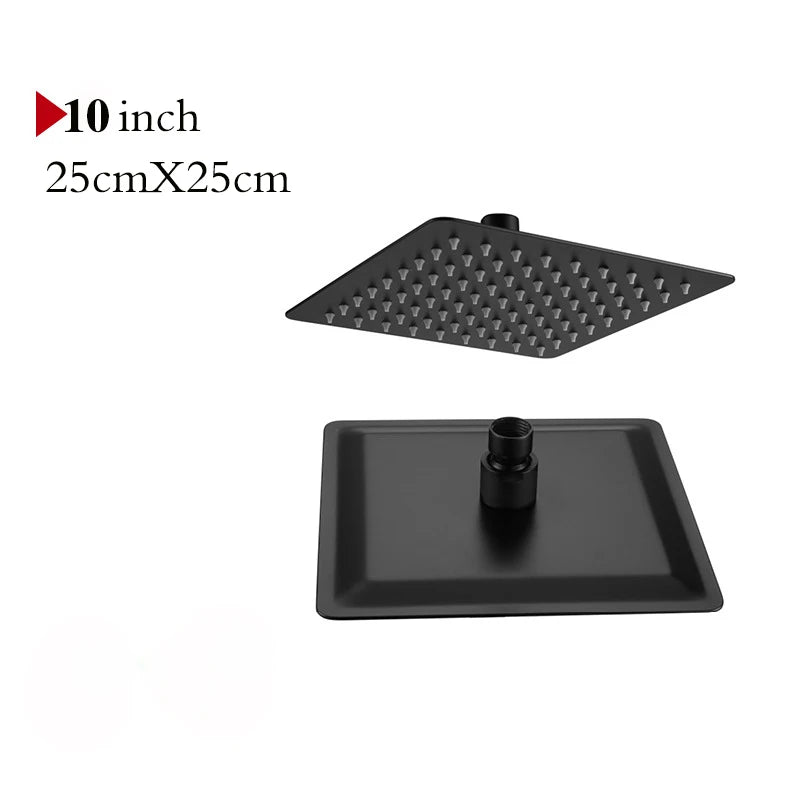 Ultradünner Edelstahl Duschkopf Regenduschkopf 8 10 12 16 Zoll Schwarz