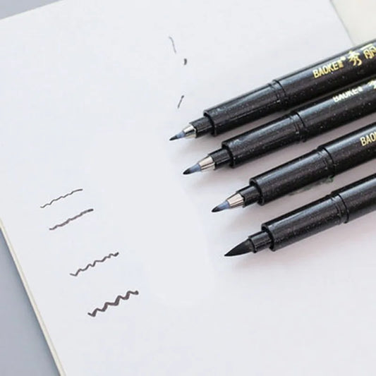 4er Set Kalligraphie-Pinselstifte mit schwarzer Tinte für feine Handschrift