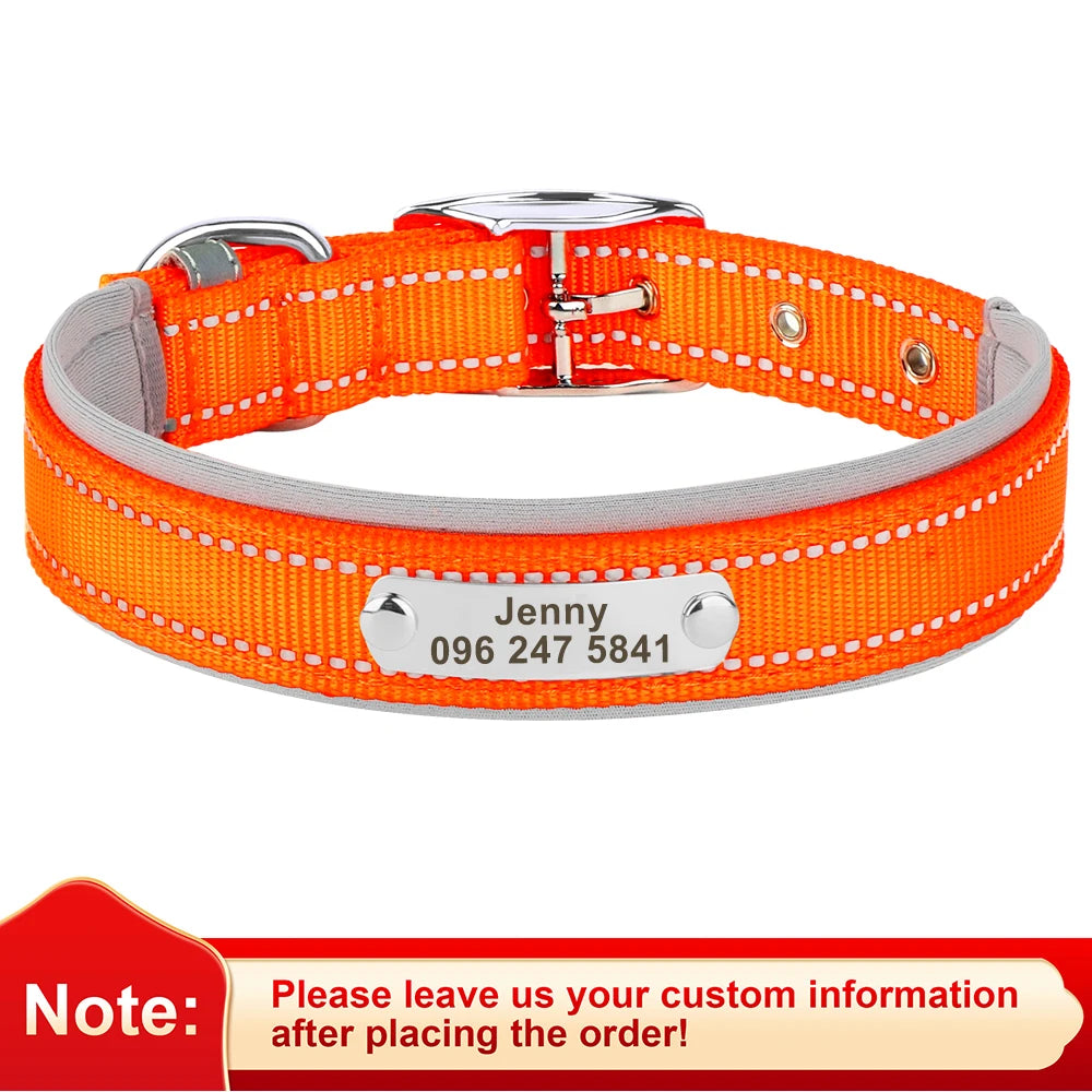 Reflektierendes Nylon-Hundehalsband mit ID-Tag für kleine bis große Hunde