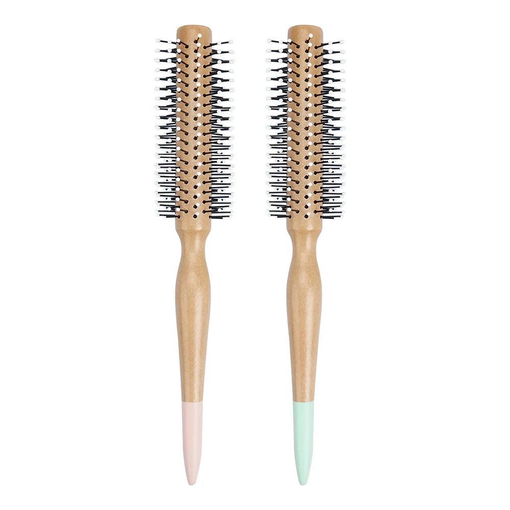 Runder Haarbürste mit Holzgriff natürliche Nylonborsten für sanftes Styling