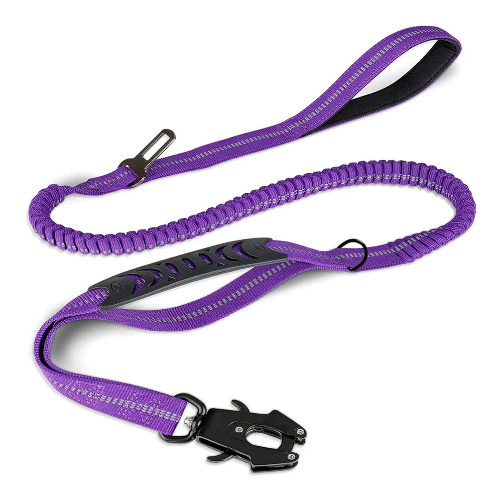 Stoßdämpfende Bungee-Hundeleine mit Sicherheitsgurt, reflektierend, 178 cm