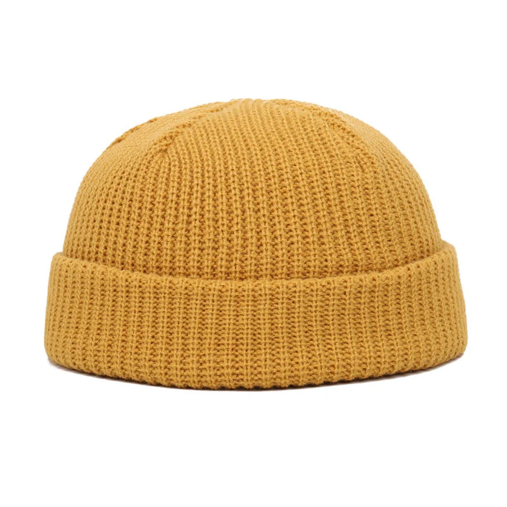 Elastische Unisex Winter Mütze Kurz Gestrickt Warm Beanie Kappe Erwachsene