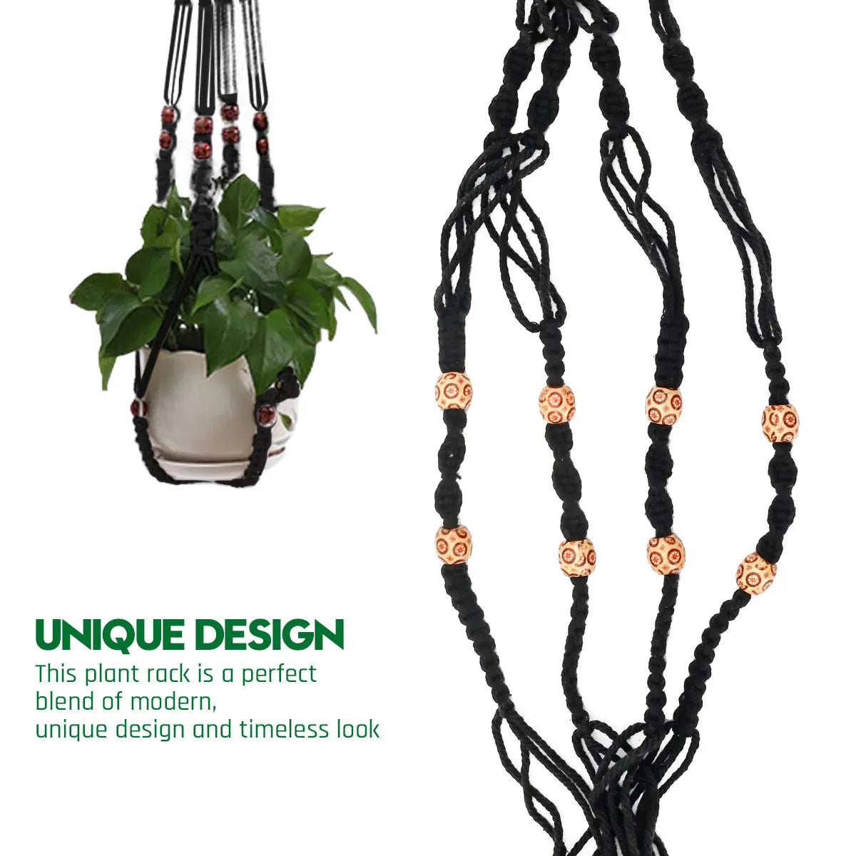 Makramee Pflanzenaufhänger Netz mit Blumentopfhalter für drinnen und draußen