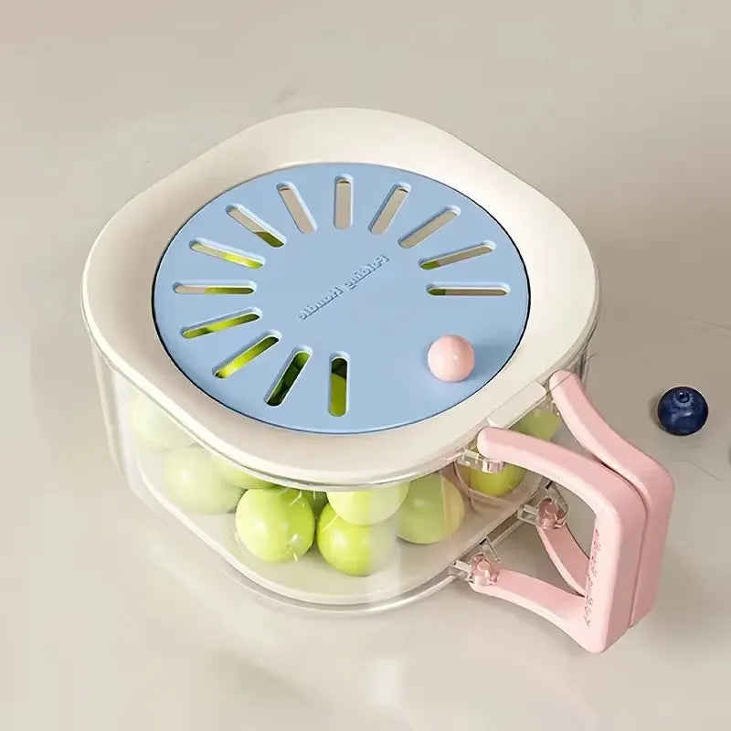 2-in-1-Doppelschicht-Abtropfkorb, Obst-Abtropfbehälter mit faltbarem Griff, Lebensmittelsieb, verdickter Obstteller, leicht zu reinigen-Yabubest - Home & More