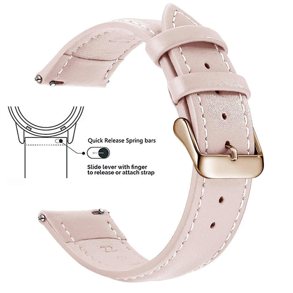 Echtleder Uhrenarmband Schnellverschluss 18/20/22mm für viele Smartwatches