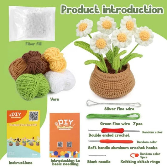 Anfänger Häkelset für Blumen und Pflanzen im Topf mit Videoanleitung