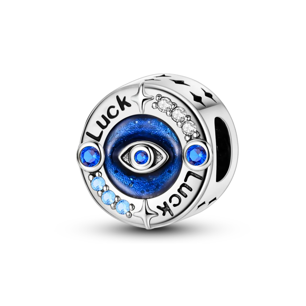 Edler Charm-Anhänger aus 925er Silber mit funkelndem blauem Zirkon – perfekt für DIY-Schmuck