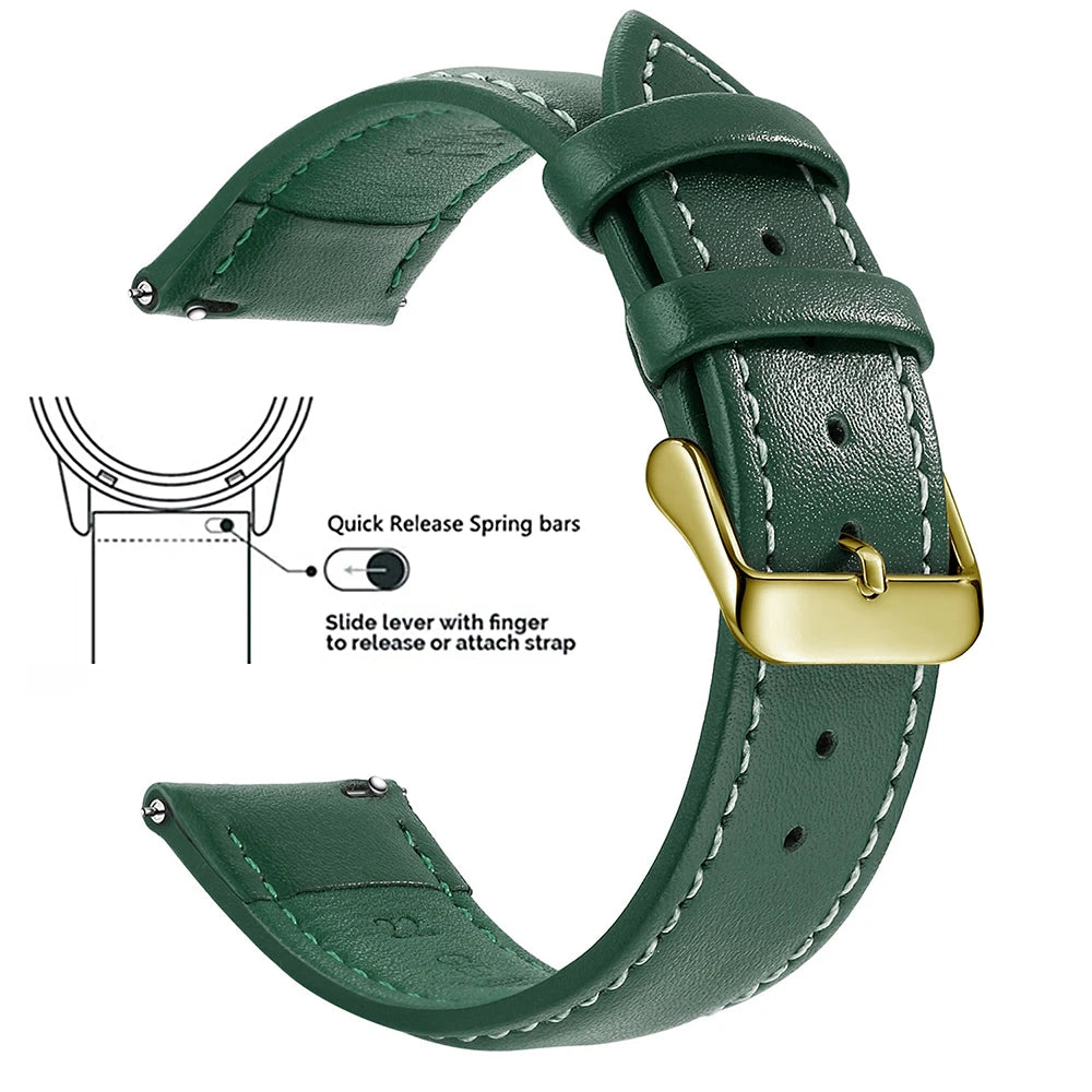 Echtleder Uhrenarmband Schnellverschluss 18/20/22mm für viele Smartwatches