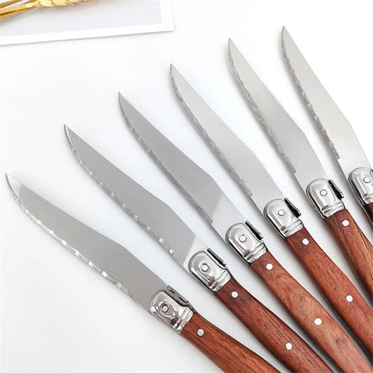 Gezahntes Steakmesser Set aus Edelstahl mit scharfem Griff für vielseitigen Einsatz