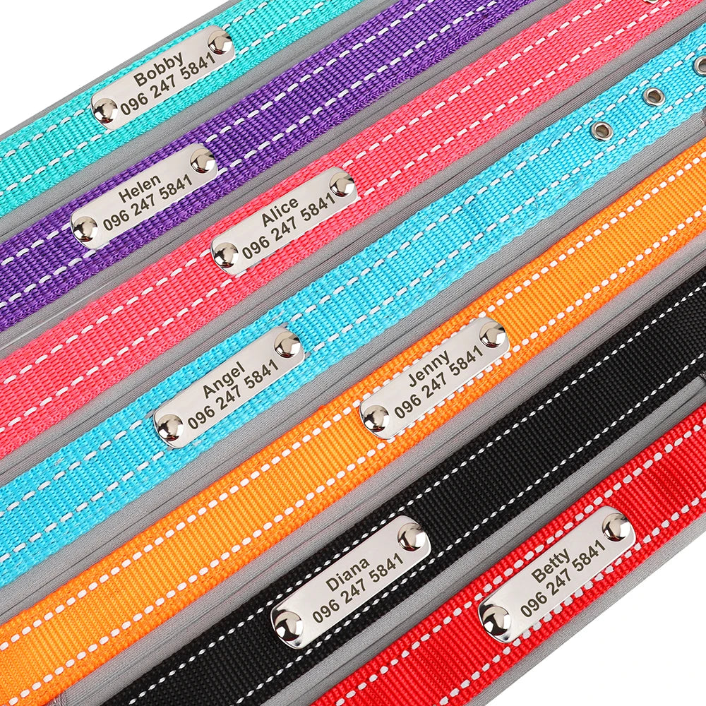 Reflektierendes Nylon-Hundehalsband mit ID-Tag für kleine bis große Hunde