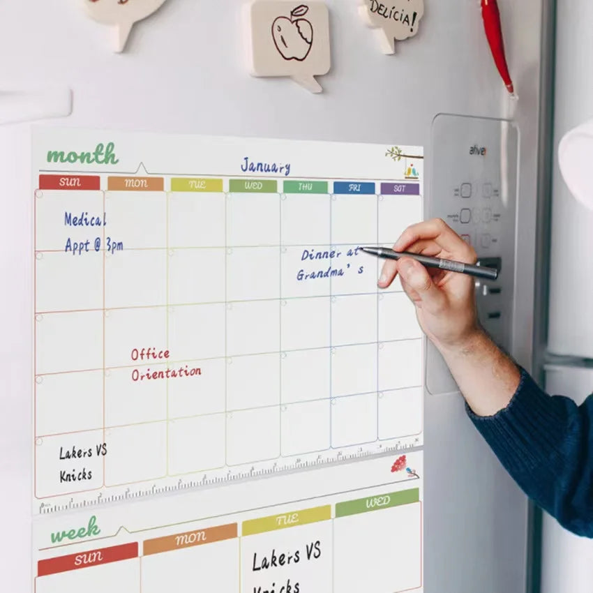 Magnetischer Monatsplaner: Trocken abwischbares Whiteboard für Kühlschrank - Tisch