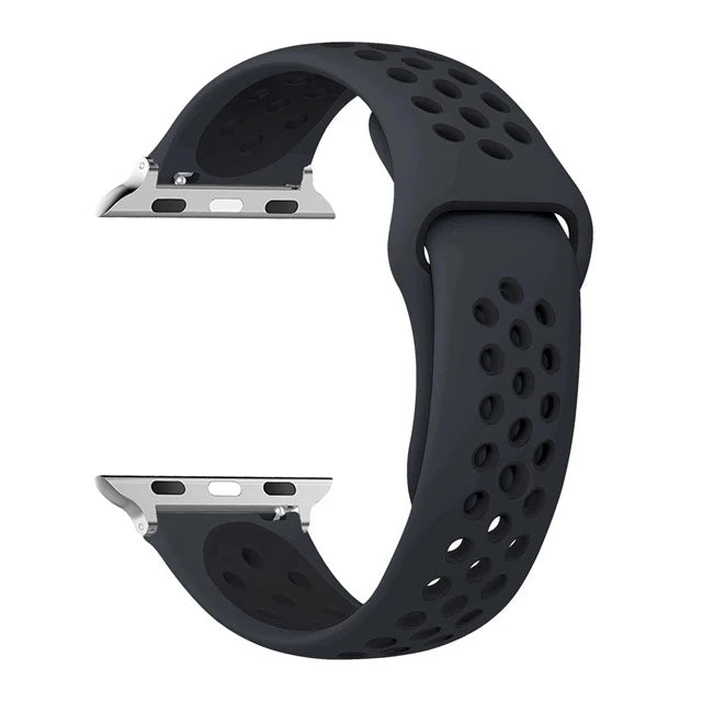 Atmungsaktives Silikon-Sportarmband kompatibel mit Smartwatch 38-49 mm