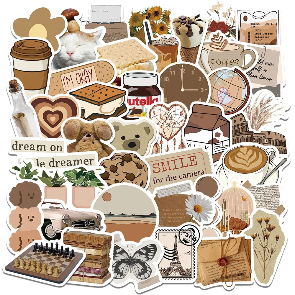 50-180 Stück vintage Stil Papieraufkleber für Scrapbooking und Dekoration