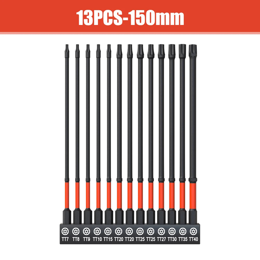 Vielseitiges 13-teiliges Schlag-Inbus Bit Set H1,5-H8 aus robustem S2 Stahl