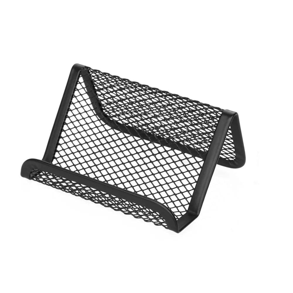 Schwarzer Metall Visitenkartenhalter und Desktop Organizer für Büro