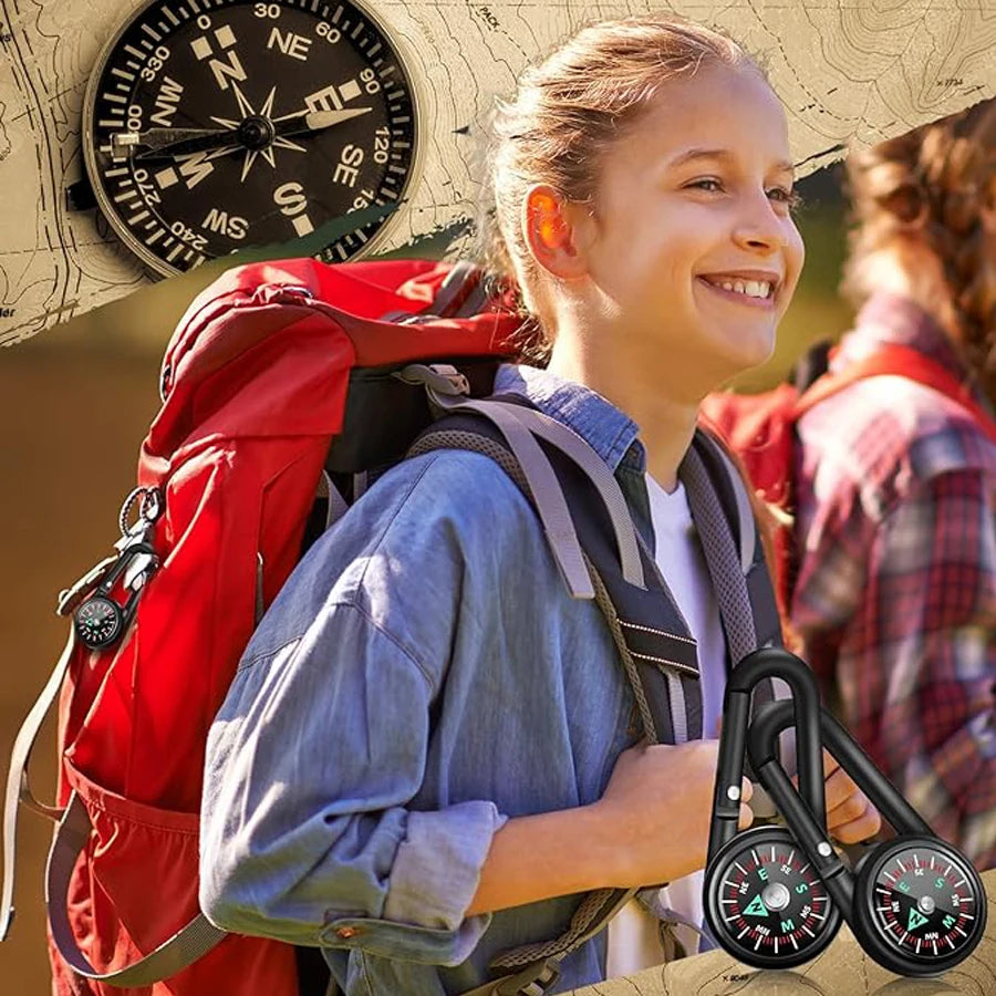 3-in-1 Outdoor Kompass Thermometer Karabiner für Wandern - Survival