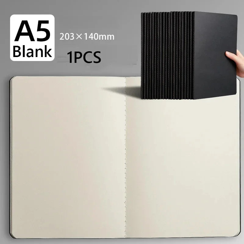 A5 Notizbuch Kraftpapier Cover Blank Gitter Gefüttert für Schule Büro