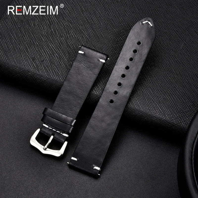 Vintage Echtleder Uhrenarmband 18-24mm mit Edelstahl Dornschließe