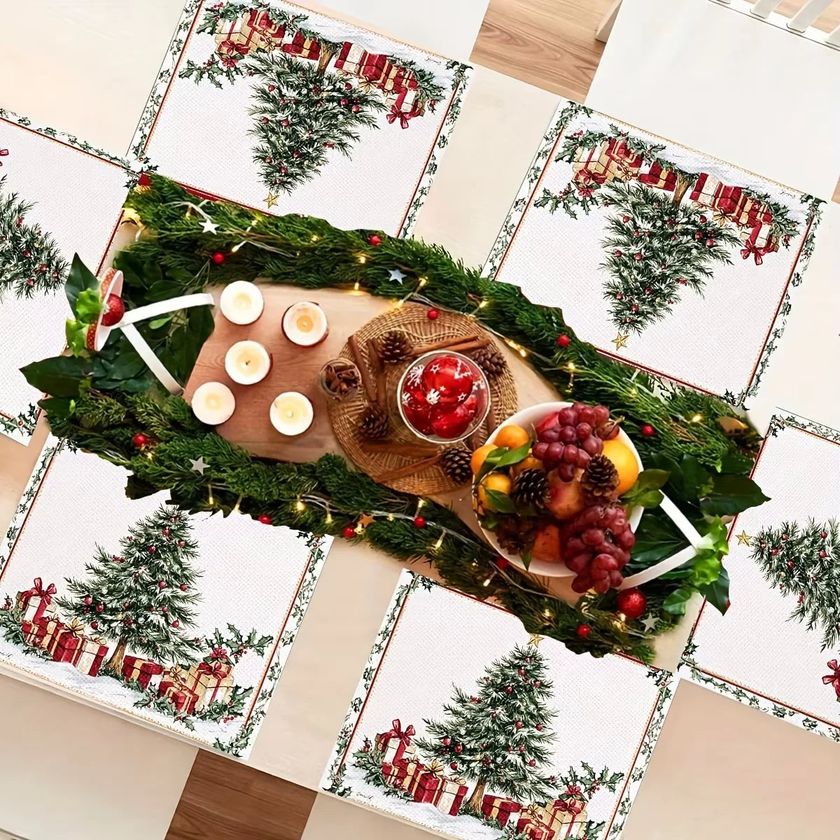 Wasserdichte Weihnachts Tischsets aus Leinen für Küchen- und Esstischschutz