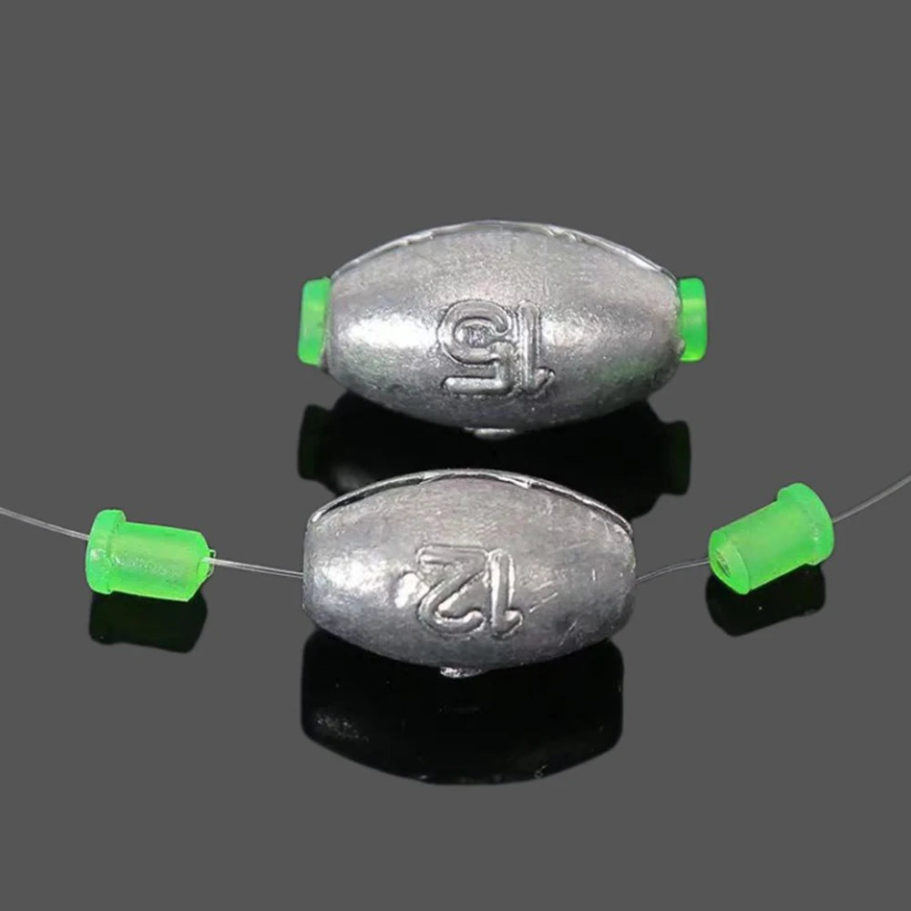 10er Set Angelbleie Olive Form Gewichte 2-50g für Karpfenangeln