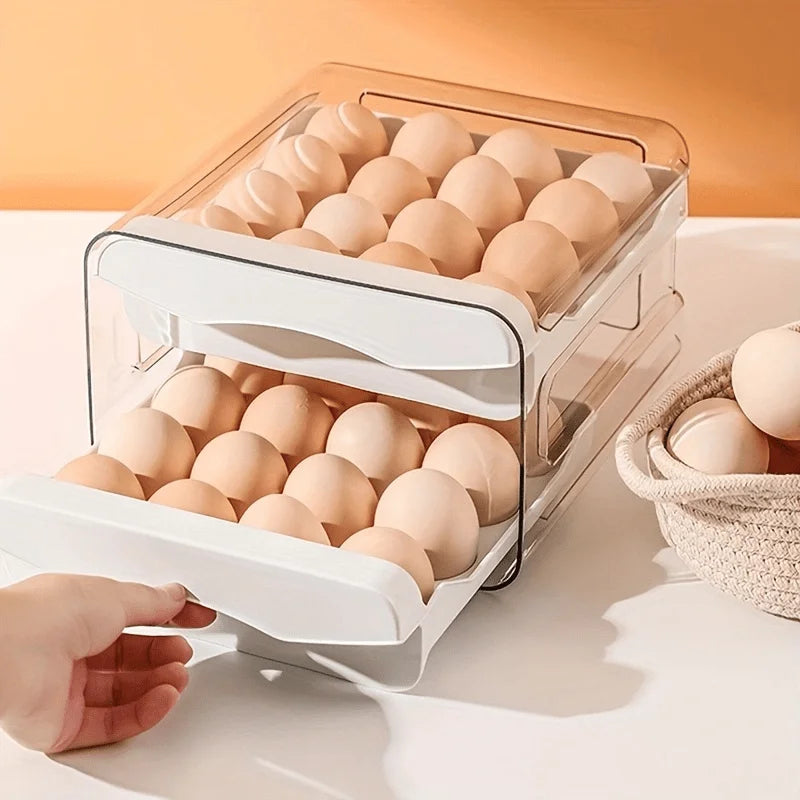Platzsparend - Sicher: 2-Schicht Eierbox für 32 Eier, transparent - stapelbar
