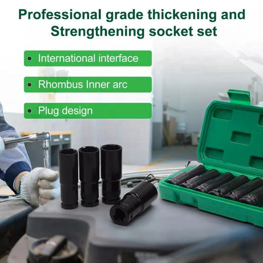 10-tlg. 1/2 Zoll Schlagsteckschlüsselsatz Tief, 6-Punkt metrisch