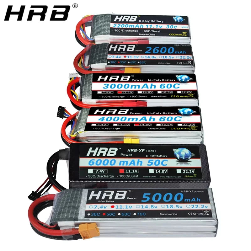 HRB LiPo Akku 2S-6S 1300-7000mAh RC Batterie XT60