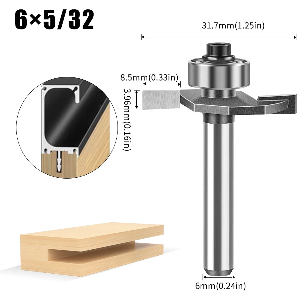 Doppel-rand T-förmiger Fräser mit 6mm und 12mm Schaft für Holzarbeiten