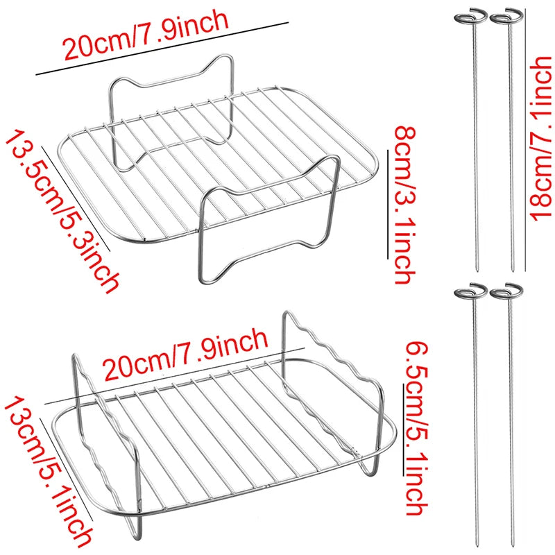 Edelstahl Air Fryer Backblech mit Doppelstock-Rack für gleichmäßiges Garen