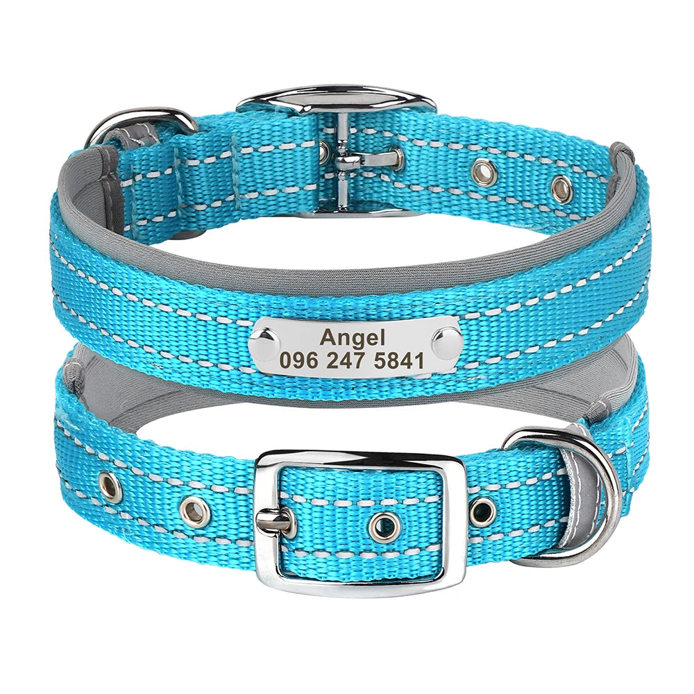 Reflektierendes Nylon-Hundehalsband mit ID-Tag für kleine bis große Hunde