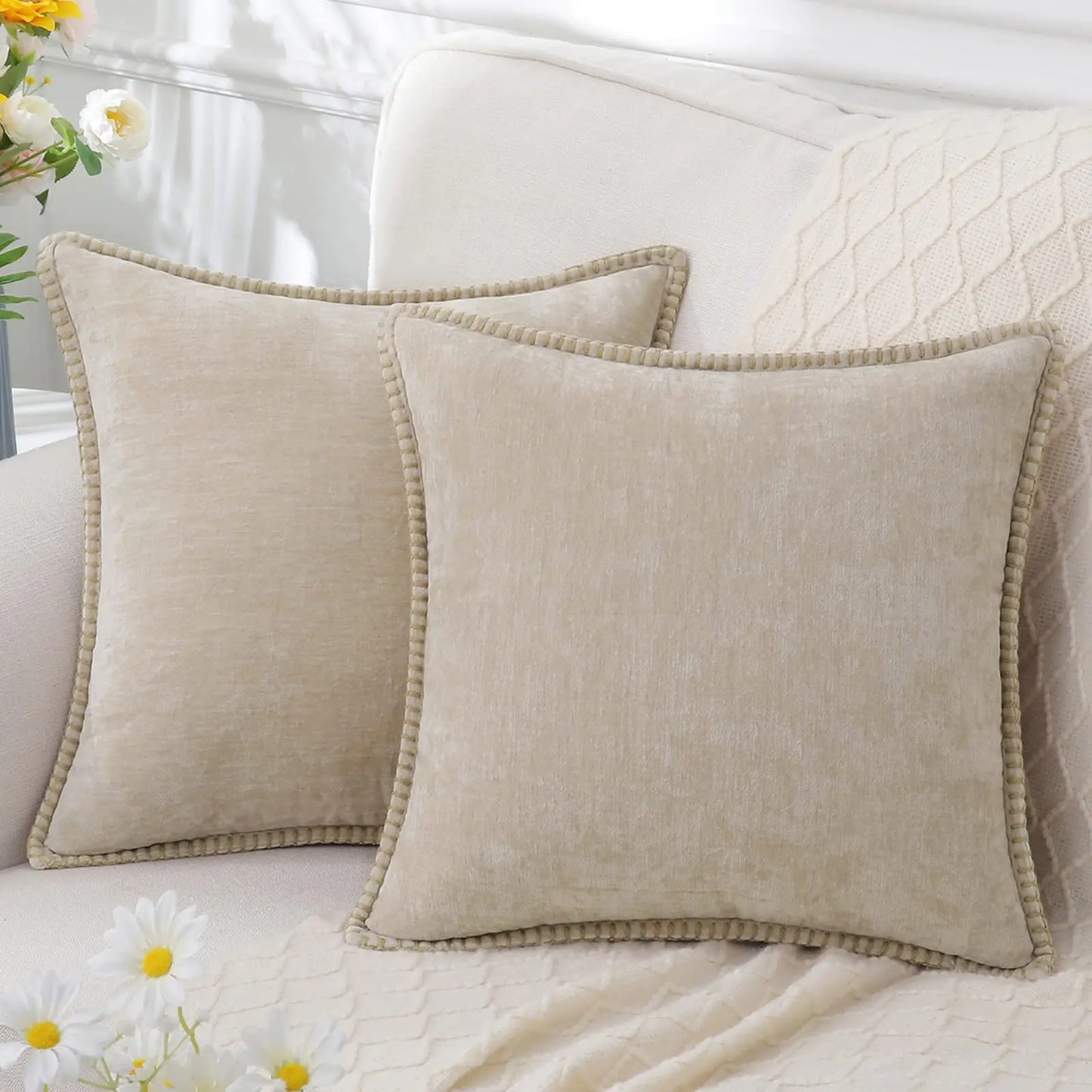 Weiche Chenille-Kissenbezüge 45,7 x 45,7 cm im 2er-Set für komfortable Dekoration