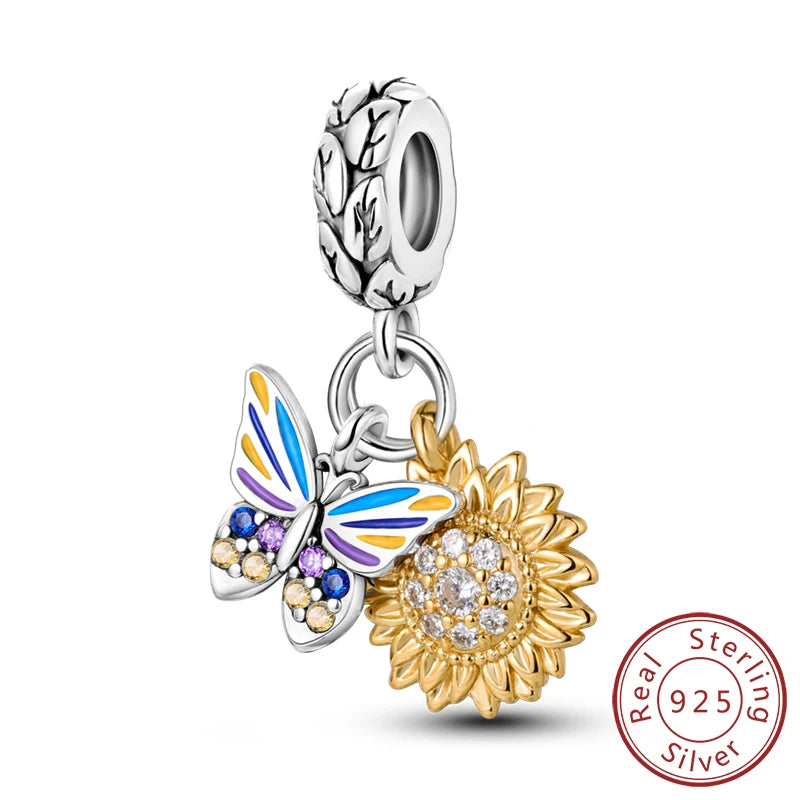 Funkelnder Schmetterlings-Charm aus 925 Sterlingsilber mit Zirkon – Elegant - Leicht