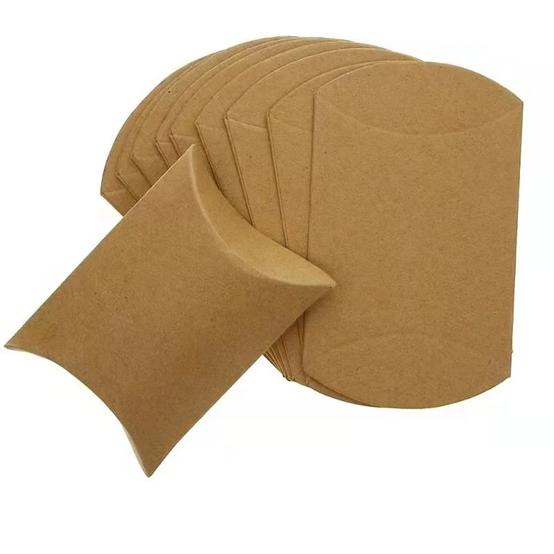 50PCS Kraftpapier Kissen Boxen – Umweltfreundlich & Stabil für Hochzeit & Party