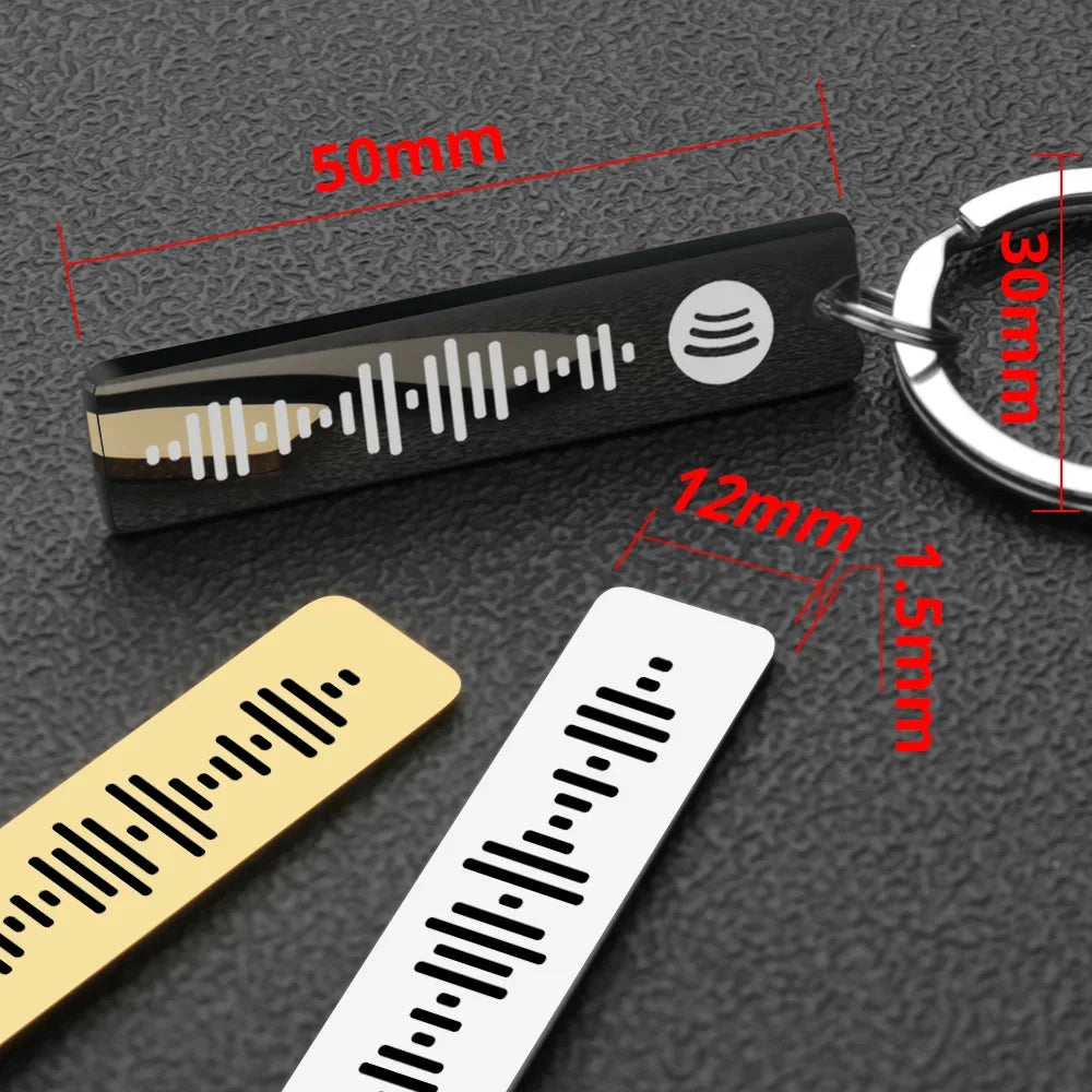 Personalisierter Spotify-Code Schlüsselanhänger gravierbar silber