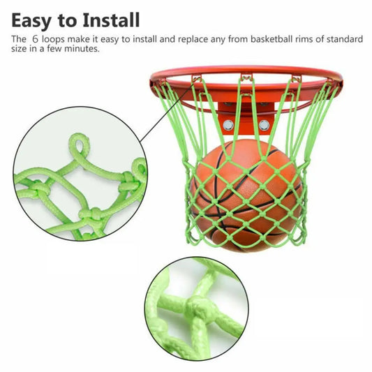 Leuchtendes Nylon Basketballnetz Grün – Sichtbar - Robust fürs Nachtspiel
