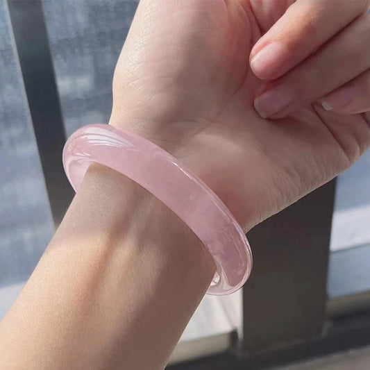 Rosa Kristall Armreif Damen – Feng Shui Schmuck Accessoire, Handgeschnitzt