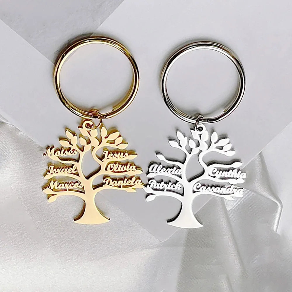 Personalisierter Baum des Lebens Schlüsselanhänger Edelstahl Frauen Geschenk