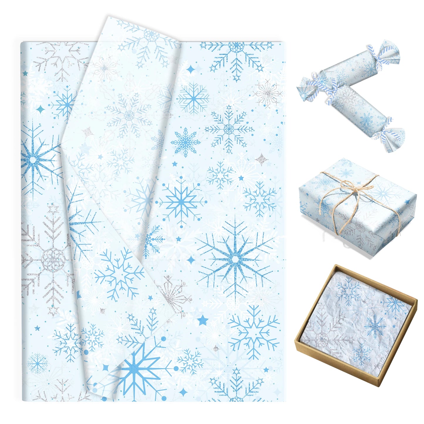 20/50 Stücke Weihnachts-Seidenpapier mit Schneeflocken- & Birnenmuster