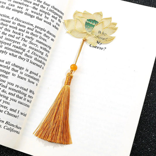 Messing Lesezeichen mit grünem Blatt- und Blumendesign für Sammler