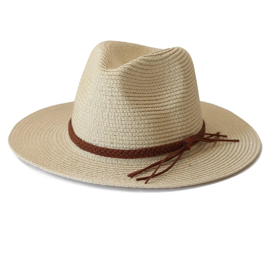 Stylischer Unisex Strohhut mit breiter Krempe – Leicht - UV-Schutz fürs Sommerlicht